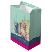 Menta magenta stalen blauwe boekwekkers pastel medium cadeauzakje (Voorkant Gekanteld)