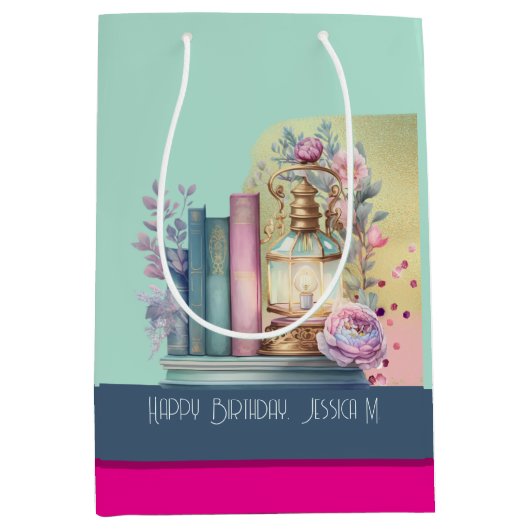 Menta magenta stalen blauwe boekwekkers pastel medium cadeauzakje (Voorkant)