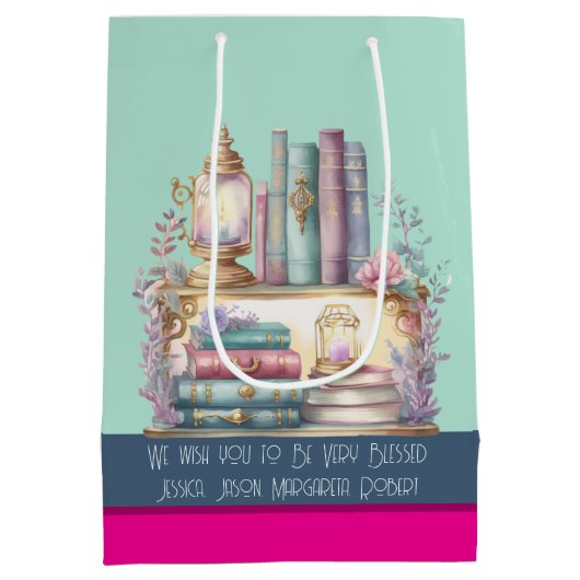 Menta magenta stalen blauwe boekwekkers pastel medium cadeauzakje (Achterkant)