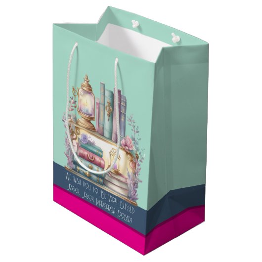Menta magenta stalen blauwe boekwekkers pastel medium cadeauzakje (Achterkant Gekanteld)