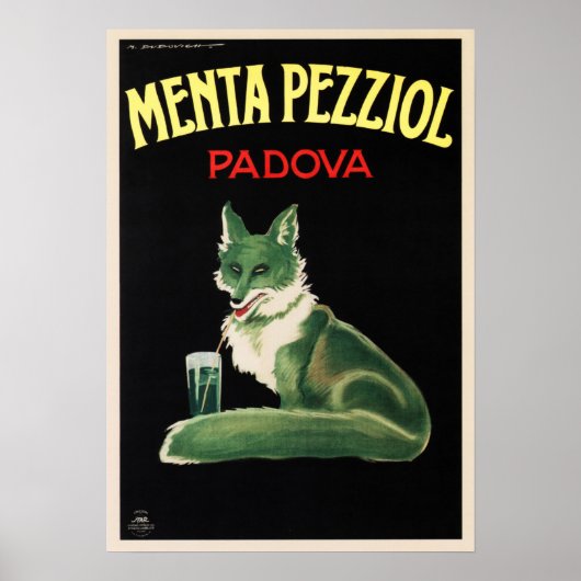 MENTA PEZZIOL PADOVA  Italiaans liquor Advert. Poster (Voorkant)