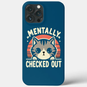 Mentaal Checked Out Grappige Kat Moeder Leven voor Case-Mate iPhone Case