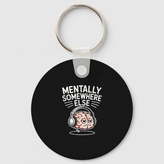 Mentaal ergens anders grappig introvert brein  sleutelhanger (Voorkant)