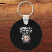 Mentaal ergens anders grappig introvert brein  sleutelhanger (Voorkant)