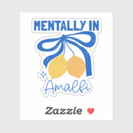 Mentaal in Amalfi Blauwe Coquette Strik Citroen Sticker