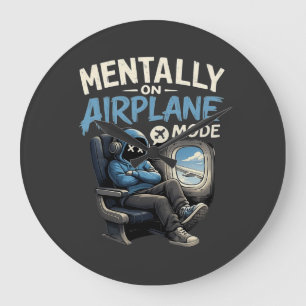 Mentaal in de vliegtuigstand T-shirt Funny Anime j Grote Klok