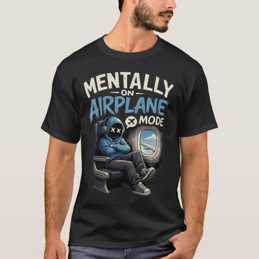Mentaal in de vliegtuigstand T-shirt Grappige anim (Voorkant)