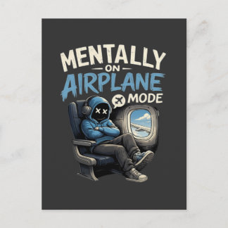 Mentaal in de vliegtuigstand T-shirt Grappige anim Briefkaart