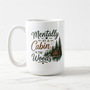 Mentaal in een hutje in de bossen gezellige koffie koffiemok