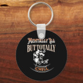 Mentaal Krank Maar Totaal Chill Skelet Halloween Sleutelhanger (Voorkant)