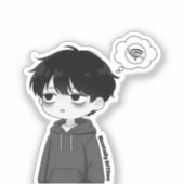 Mentaal Offline Onverbonden Chibi Jongen Sticker (Voorkant)