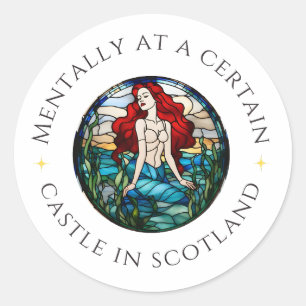 Mentaal op een bepaald kasteel in Schotland Stic Ronde Sticker
