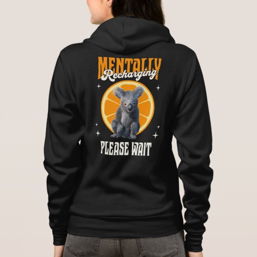 Mentaal Opladende Koala Introvert Stemming Ontwerp Hoodie (Achterkant)