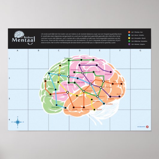 Mentaal Reisburo Hersen-kaart Poster (Voorkant)