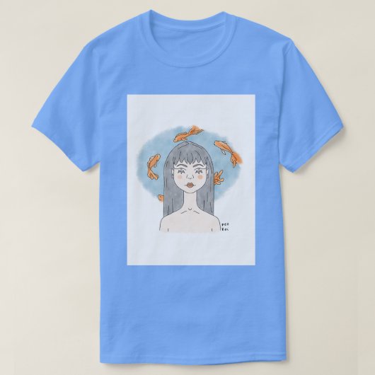 Mental Aquarius Fish Girl Mermaid T-shirt (Design voorkant)