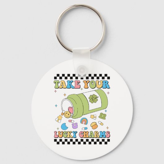 Mental Awareness Take Your Lucky Charm Pills Healt Sleutelhanger (Voorkant)