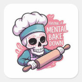 "Mental Bake Down" Skull Baker Stickers - Grappig (Voorkant)