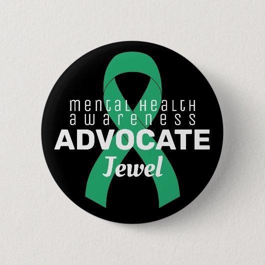 Mental Health Advocate Ribbon Black Button (Voorkant)