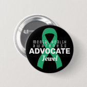 Mental Health Advocate Ribbon Black Button (Voorkant /achterkant)