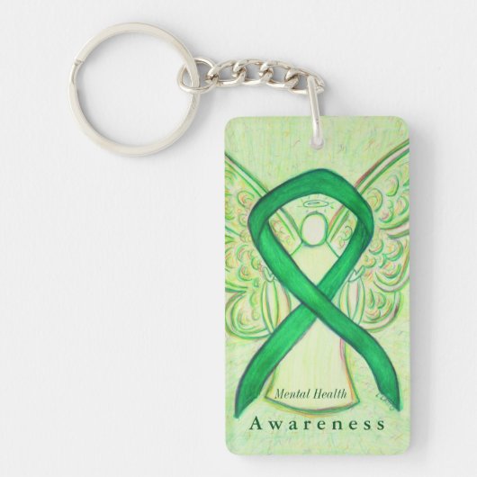 Mental Health Angel Awareness Ribbon Sleutelhanger (Voorkant)