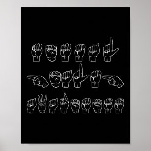 Mental Health Awareness ASL Sign Language Hand Mu Poster