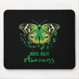 Mental Health Awareness Butterfly Green Ribbon Muismat