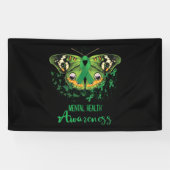 Mental Health Awareness Butterfly Green Ribbon Spandoek (Horizontaal)