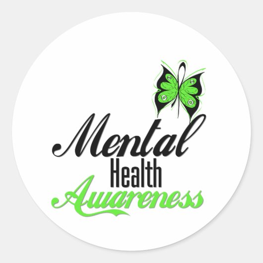 Mental Health Awareness Butterfly Ronde Sticker (Voorkant)