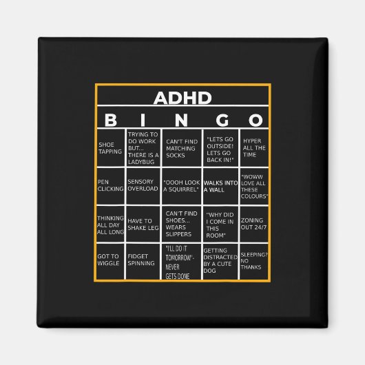 Mental Health Awareness Day ADHD Bingo Fun Gift Magneet (Voorkant)