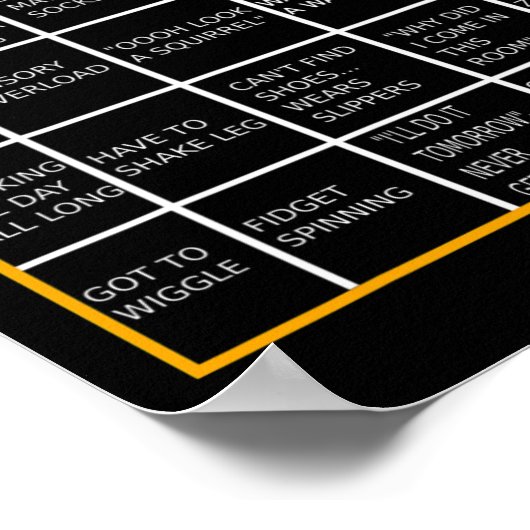 Mental Health Awareness Day ADHD Bingo Fun Gift Poster (Hoek)