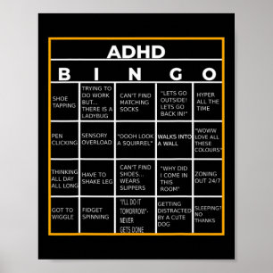 Mental Health Awareness Day ADHD Bingo Fun Gift Poster