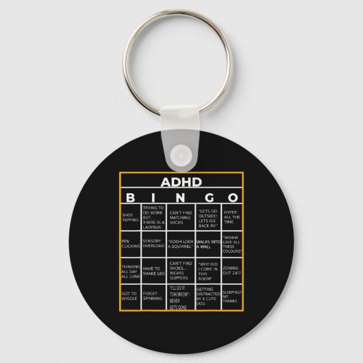 Mental Health Awareness Day ADHD Bingo Fun Gift Sleutelhanger (Voorkant)