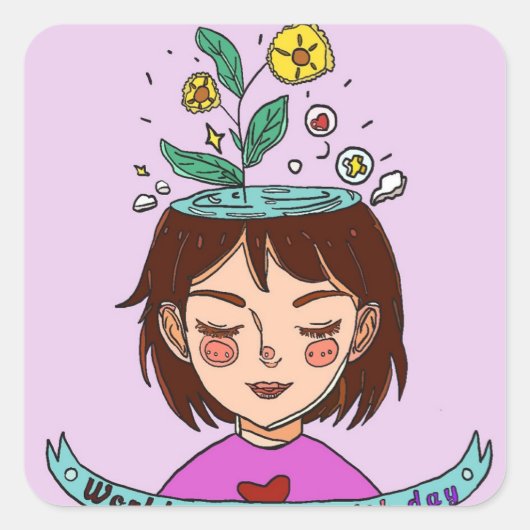 Mental Health Awareness Day Vierkante Sticker (Voorkant)