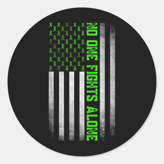 Mental Health Awareness Green Ribbon American Flag Ronde Sticker (Voorkant)