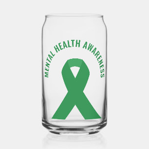Mental Health Awareness Green Ribbon Blikvorm Glas