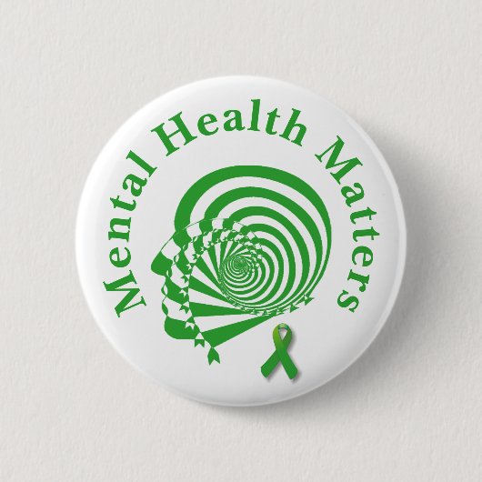 Mental Health Awareness Green Ribbon Ronde Button 5,7 Cm (Voorkant)