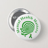 Mental Health Awareness Green Ribbon Ronde Button 5,7 Cm (Voorkant /achterkant)