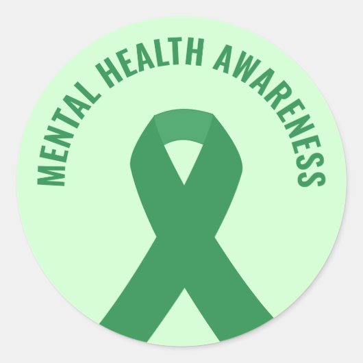 Mental Health Awareness Green Ribbon Ronde Sticker (Voorkant)