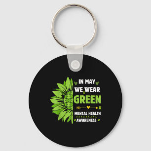 Mental Health Awareness Green Ribbon Sunflower Sleutelhanger