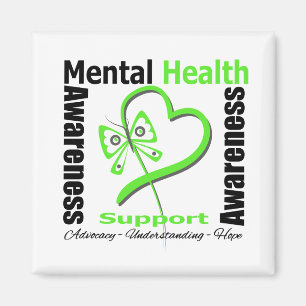 Mental Health Awareness Heart Butterfly Magneet