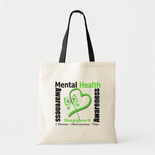 Mental Health Awareness Heart Butterfly Tote Bag (Voorkant)