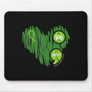 Mental Health Awareness Heart Draag Groen voor Men Muismat
