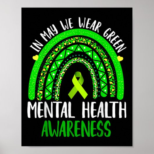 Mental Health Awareness In May We Wear Green Poster (Voorkant)
