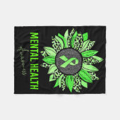Mental Health Awareness Leopard Sunflower Green Ri Fleece Deken (Voorkant (Horizontaal))