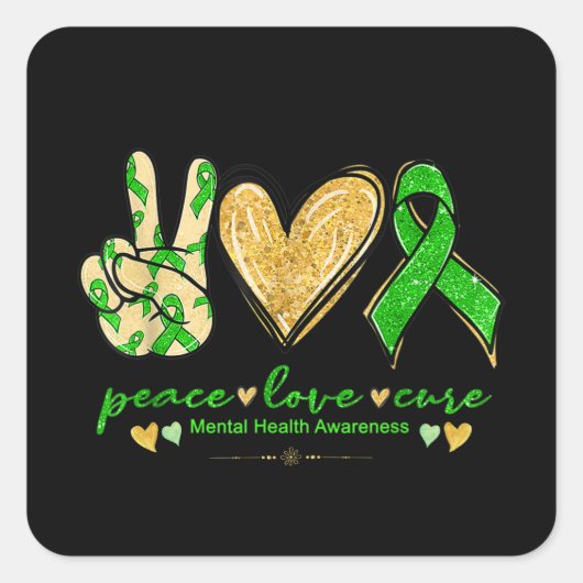 Mental Health Awareness Maand | Gezondheidskwestie Vierkante Sticker (Voorkant)