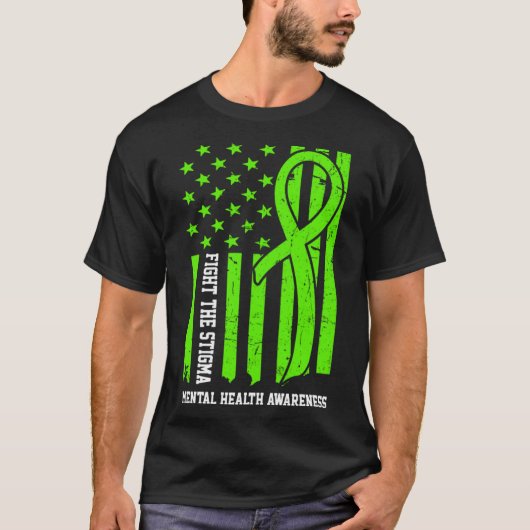 Mental Health Awareness Maand VS vlag Vecht de S T-shirt (Voorkant)