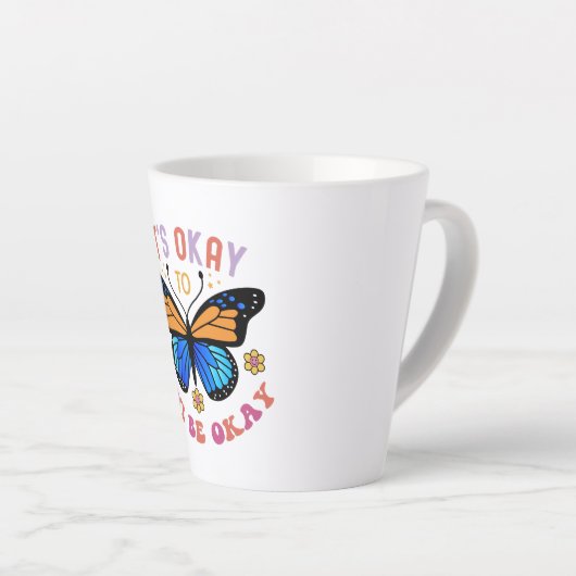 Mental Health Awareness Monarch Butterfly Latte Mok (Rechterhoek)