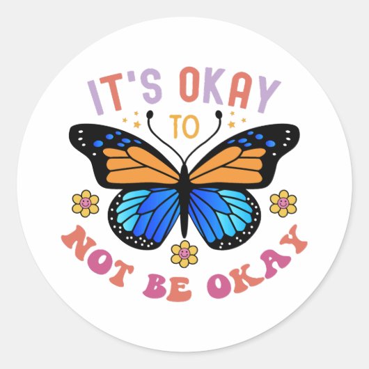 Mental Health Awareness Monarch Butterfly Ronde Sticker (Voorkant)