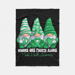 Mental Health Awareness Month Green Ribbon Gnomies Fleece Deken