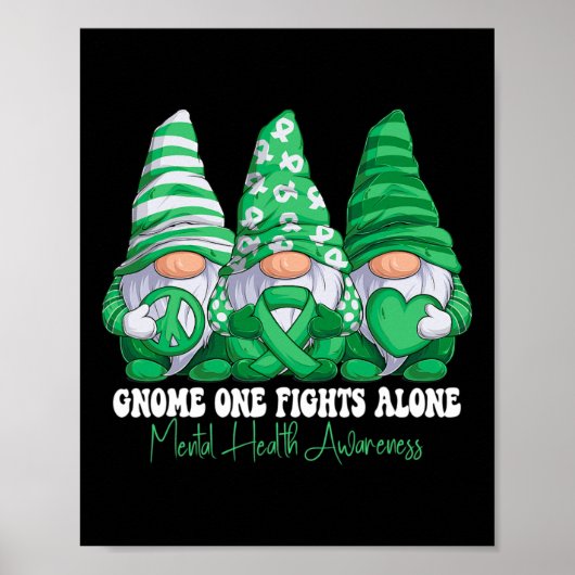 Mental Health Awareness Month Green Ribbon Gnomies Poster (Voorkant)